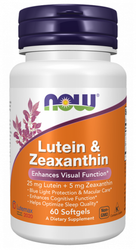 NOW Lutein &amp; Zeaxanthin, Лютеин и Зеаксантин, 60 капсул