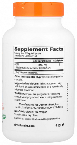 Doctor's Best MSM 1000 mg, 180 капсул Doctor's Best MSM 1000 mg, 180 капсул