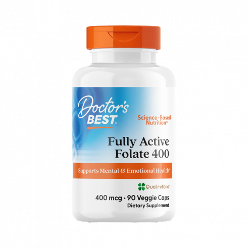 Doctor's Best Fully Active Folate 400, Фолиевая кислота с витамином С, 90 капсул