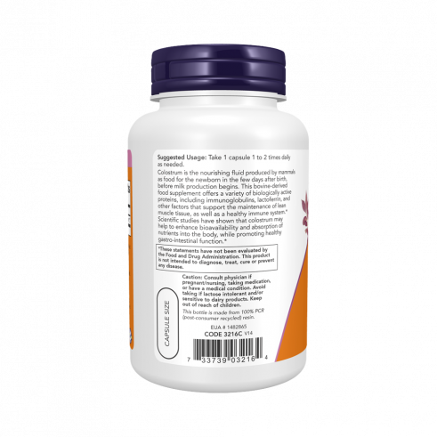 NOW Super Colostrum 500 mg, Супер Колострум 500 мг, 120 капсул