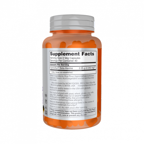 NOW Beta Alanine, Бета Аланин, 120 капсул