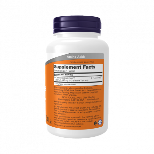 NOW L-Carnitine, L-Карнитин, 50 таблеток