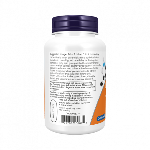 NOW L-Carnitine, L-Карнитин, 50 таблеток