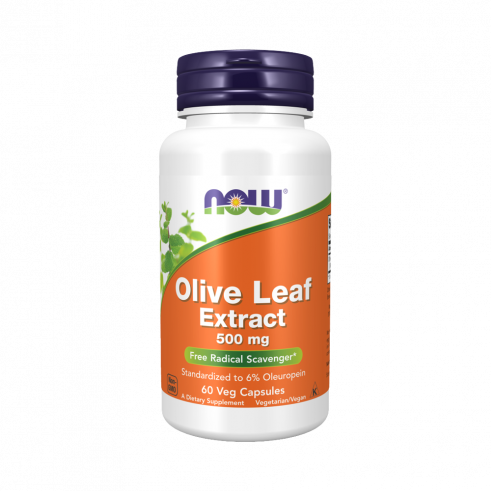 NOW Olive Leaf Extract 500 mg, Экстракт листьев оливы 500 мг, 60 капсул
