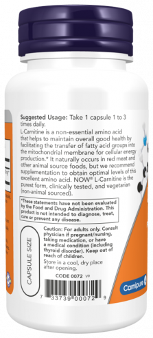 NOW L-Carnitine 500 mg, 60 капсул NOW L-Carnitine 500 mg, 60 капсул